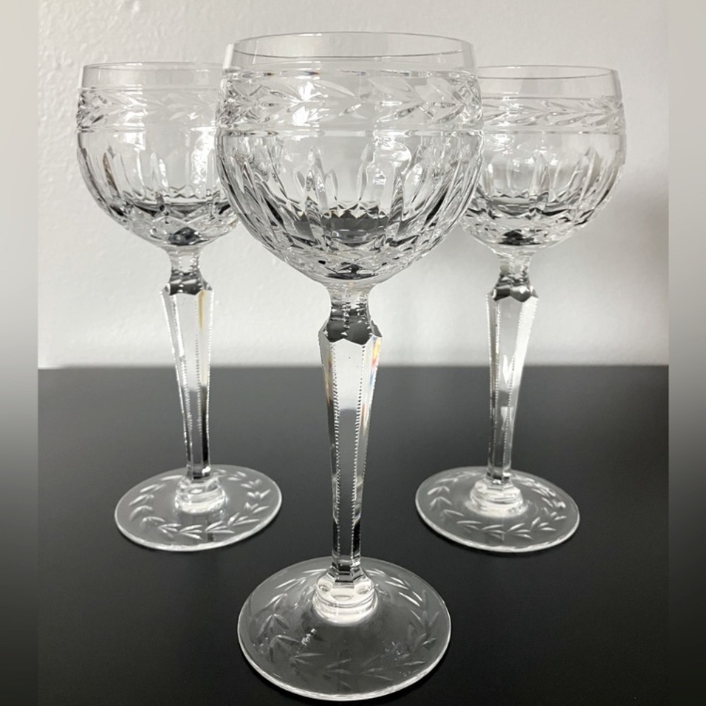 ROGASKA Cut Crystal Balloon Wine Glass Set of 3 (RARE FINDS)!!!!!